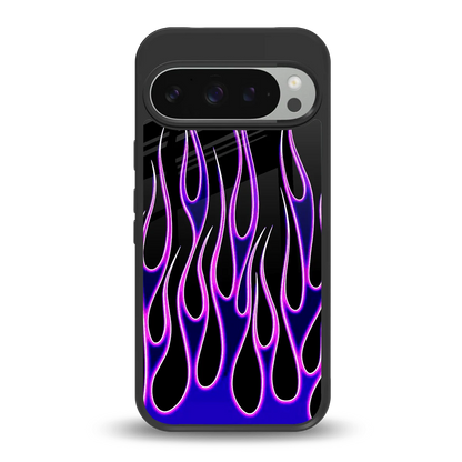 Flames Purple Inferno back phone cover | glass case for google pixel 9 pro