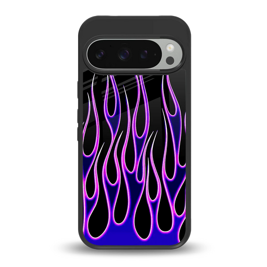 Flames Purple Inferno back phone cover | glass case for google pixel 9 pro xl