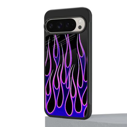 Flames Purple Inferno google pixel 9 pro mobile cover | shockproof glass phone case