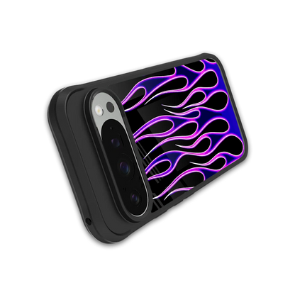 Flames Purple Inferno stylish phone case for google pixel 9 pro | glossy glass and slim fit