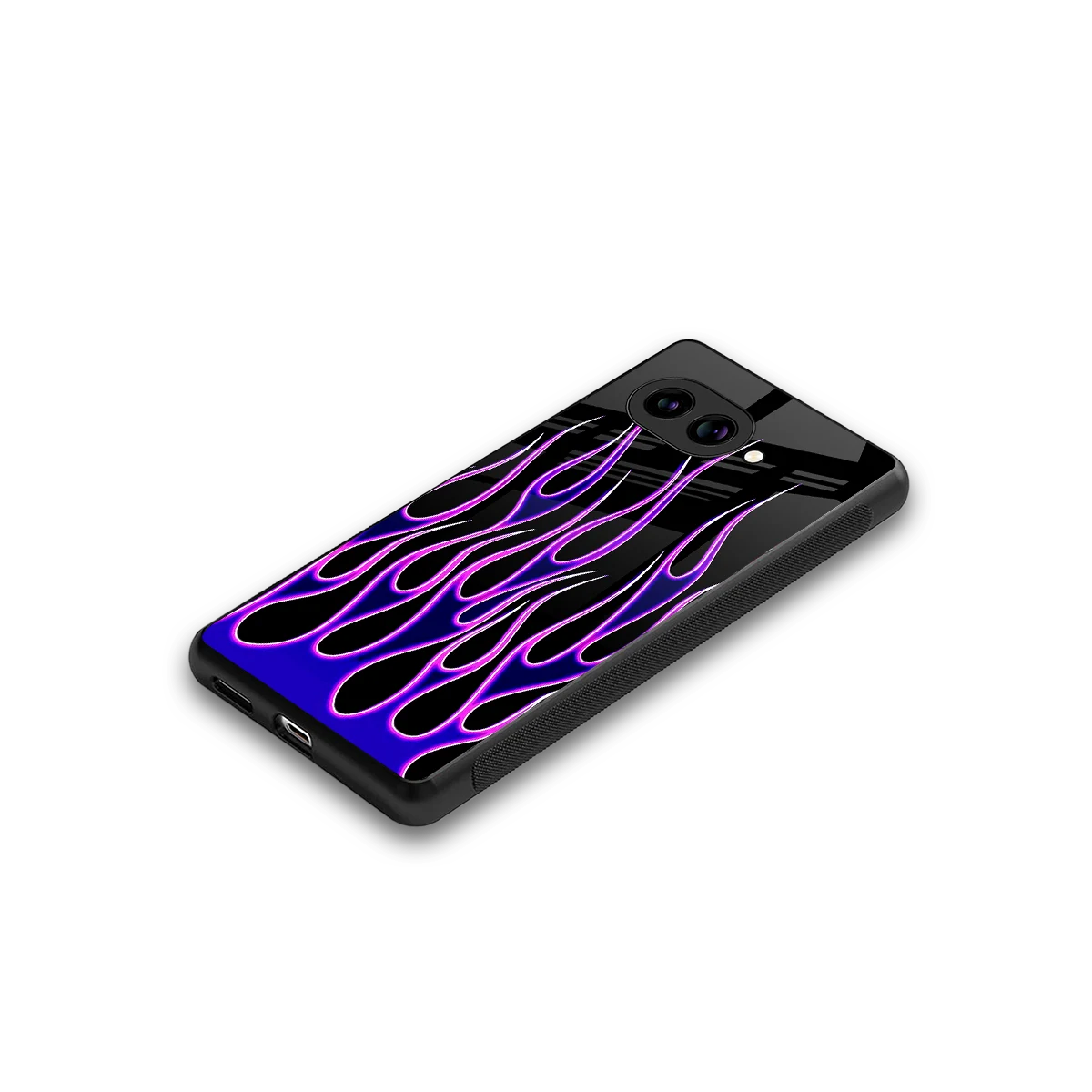 Flames Purple Inferno stylish phone case for google pixel 9a | glossy glass and slim fit