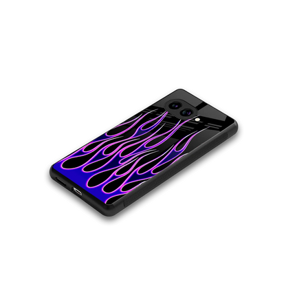 Flames Purple Inferno stylish phone case for google pixel 9a | glossy glass and slim fit