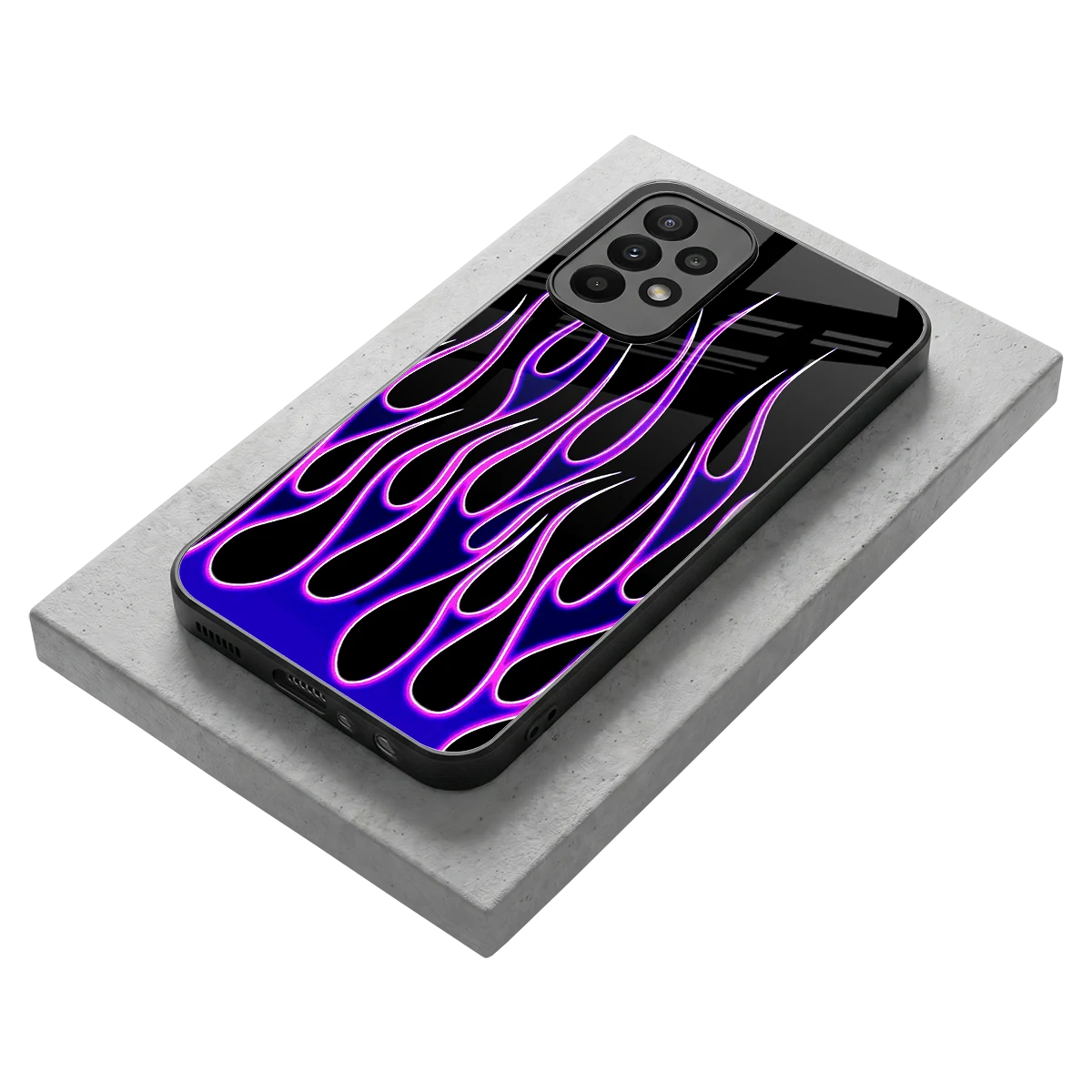 Flames Purple Inferno stylish phone case for samsung galaxy a23 | glossy glass and slim fit