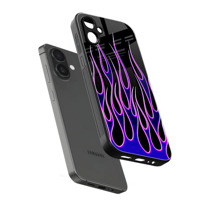 Flames Purple Inferno sleek samsung galaxy a06 5g cover with tempered glass back and TPU edges