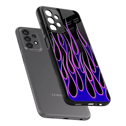 Flames Purple Inferno sleek samsung galaxy a23 cover with tempered glass back and TPU edges