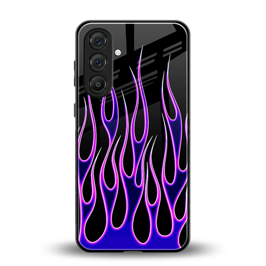 Flames Purple Inferno back phone cover | glass case for samsung galaxy m35 5g