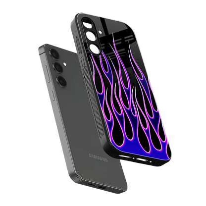 Flames Purple Inferno sleek samsung galaxy a16 5g cover with tempered glass back and TPU edges