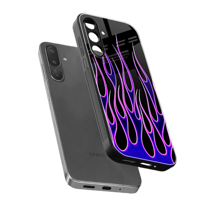 Flames Purple Inferno sleek samsung galaxy m56 5g cover with tempered glass back and TPU edges