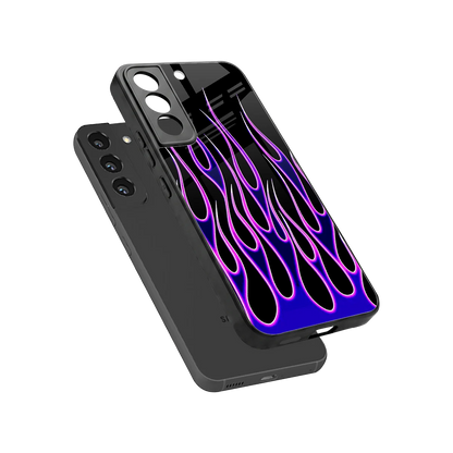Flames Purple Inferno sleek samsung galaxy s22 cover with tempered glass back and TPU edges