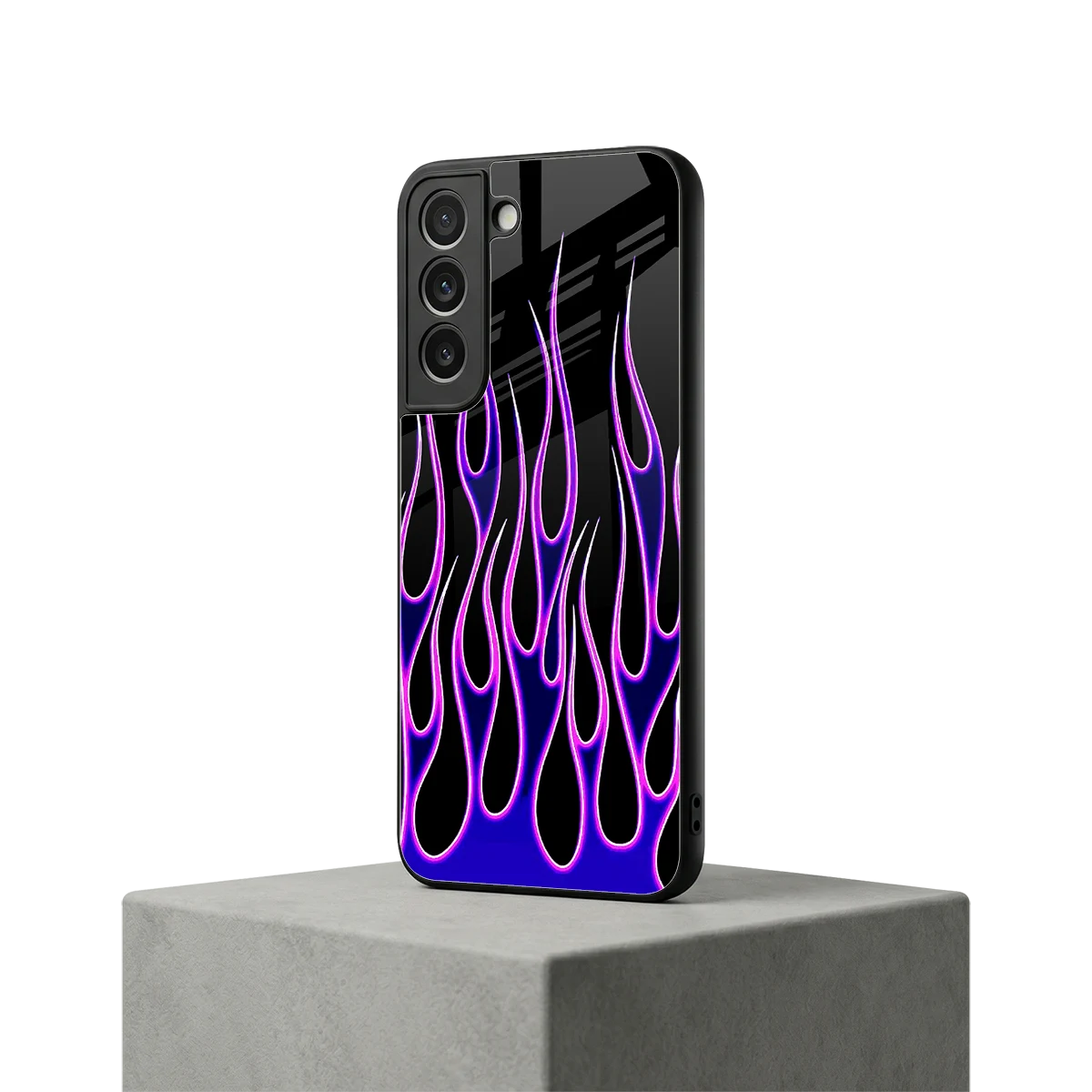 Flames Purple Inferno samsung galaxy s22 mobile cover | shockproof glass phone case