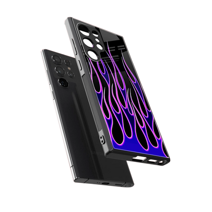 Flames Purple Inferno sleek samsung galaxy s23 ultra cover with tempered glass back and TPU edges