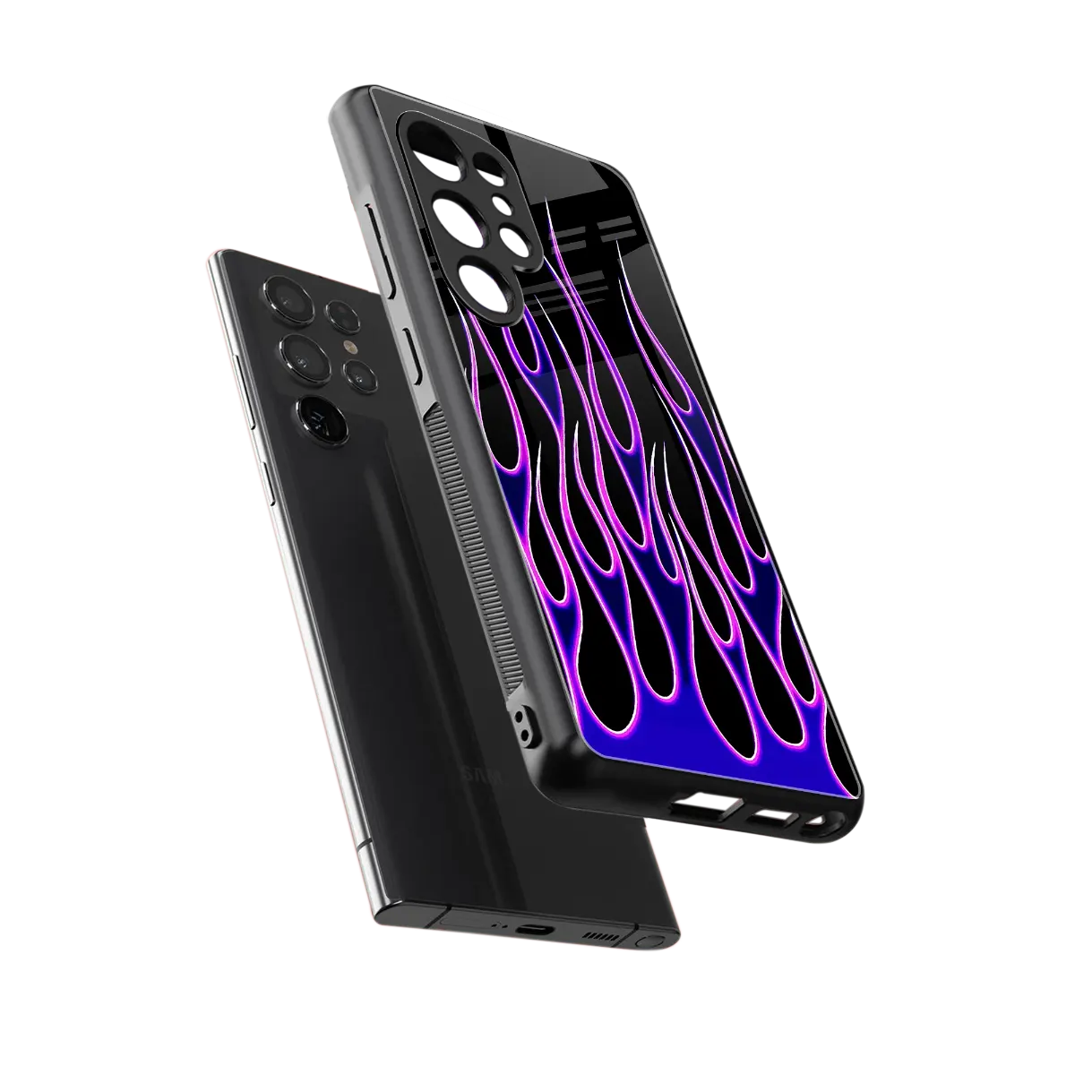 Flames Purple Inferno sleek samsung galaxy s25 ultra cover with tempered glass back and TPU edges