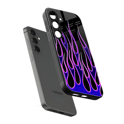 Flames Purple Inferno sleek samsung galaxy s24 fe cover with tempered glass back and TPU edges