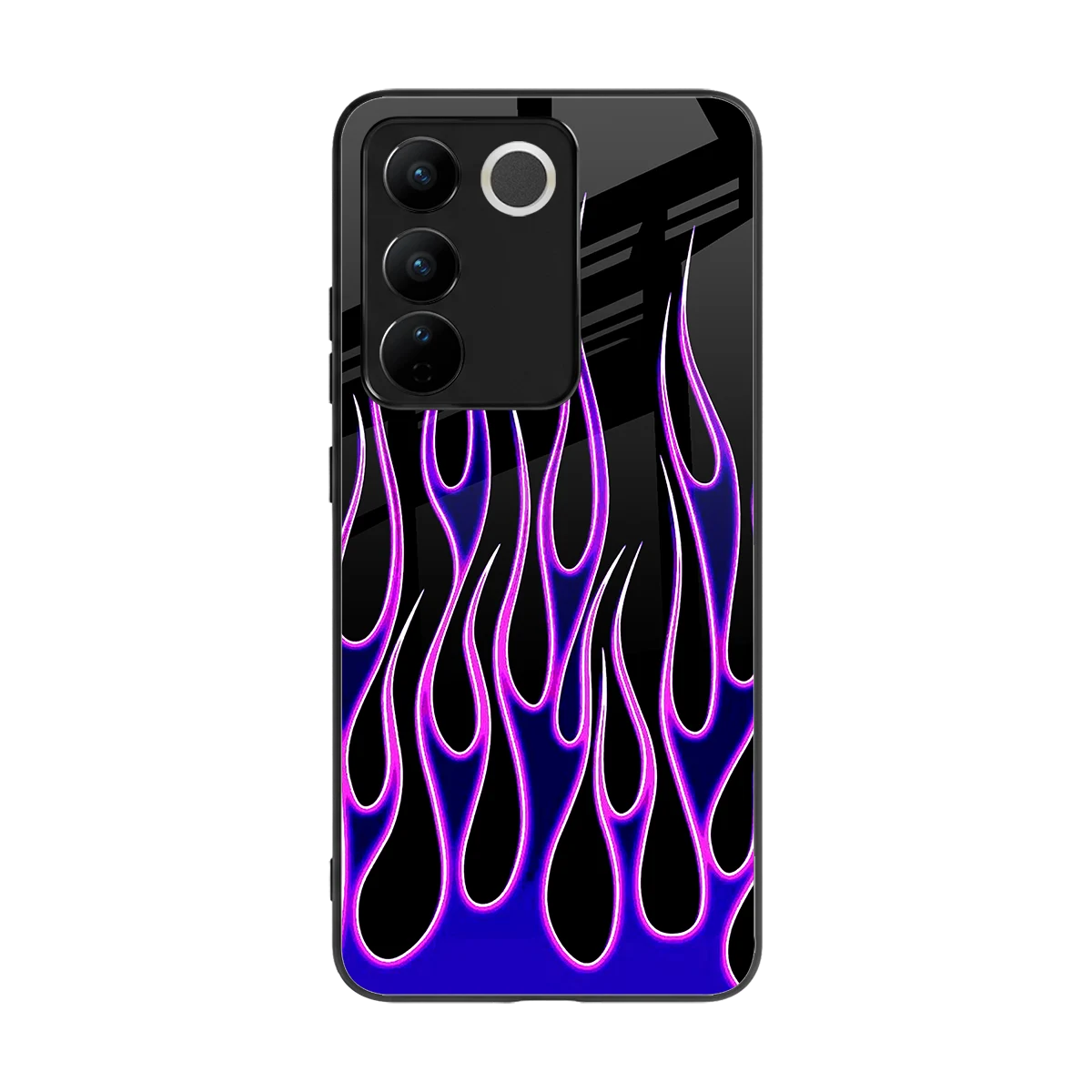 Flames Purple Inferno back phone cover | glass case for vivo v27 5g