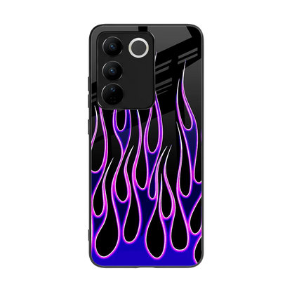Flames Purple Inferno back phone cover | glass case for vivo v27 5g
