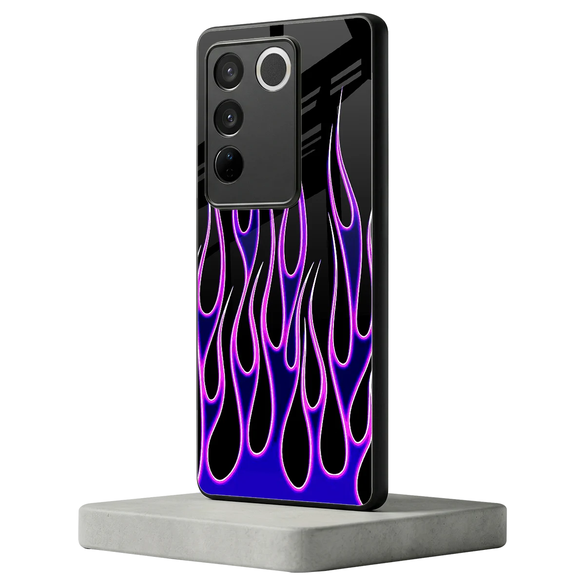 Flames Purple Inferno vivo v27 5g mobile cover | shockproof glass phone case