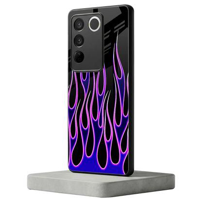 Flames Purple Inferno vivo v27 5g mobile cover | shockproof glass phone case