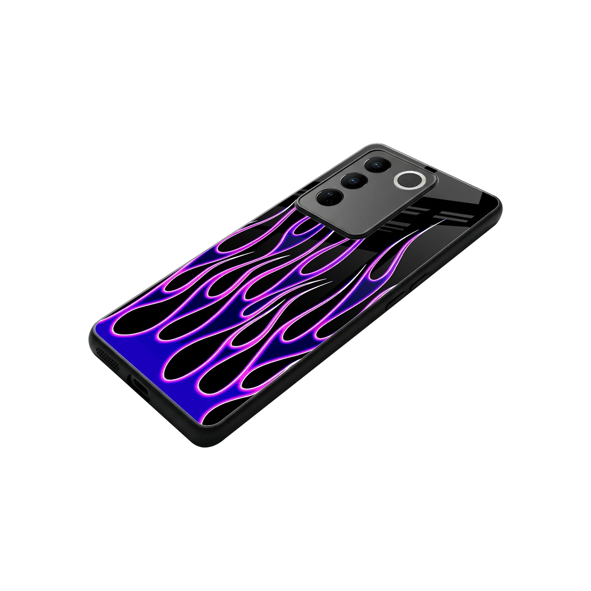 Flames Purple Inferno stylish phone case for vivo v27 5g | glossy glass and slim fit