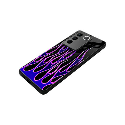 Flames Purple Inferno stylish phone case for vivo v27 5g | glossy glass and slim fit