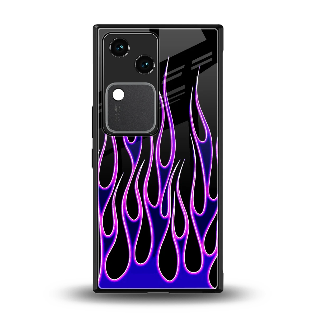 Flames Purple Inferno back phone cover | glass case for vivo v30