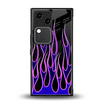 Flames Purple Inferno back phone cover | glass case for vivo v30