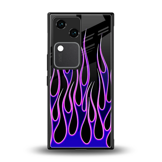 Flames Purple Inferno back phone cover | glass case for vivo v30