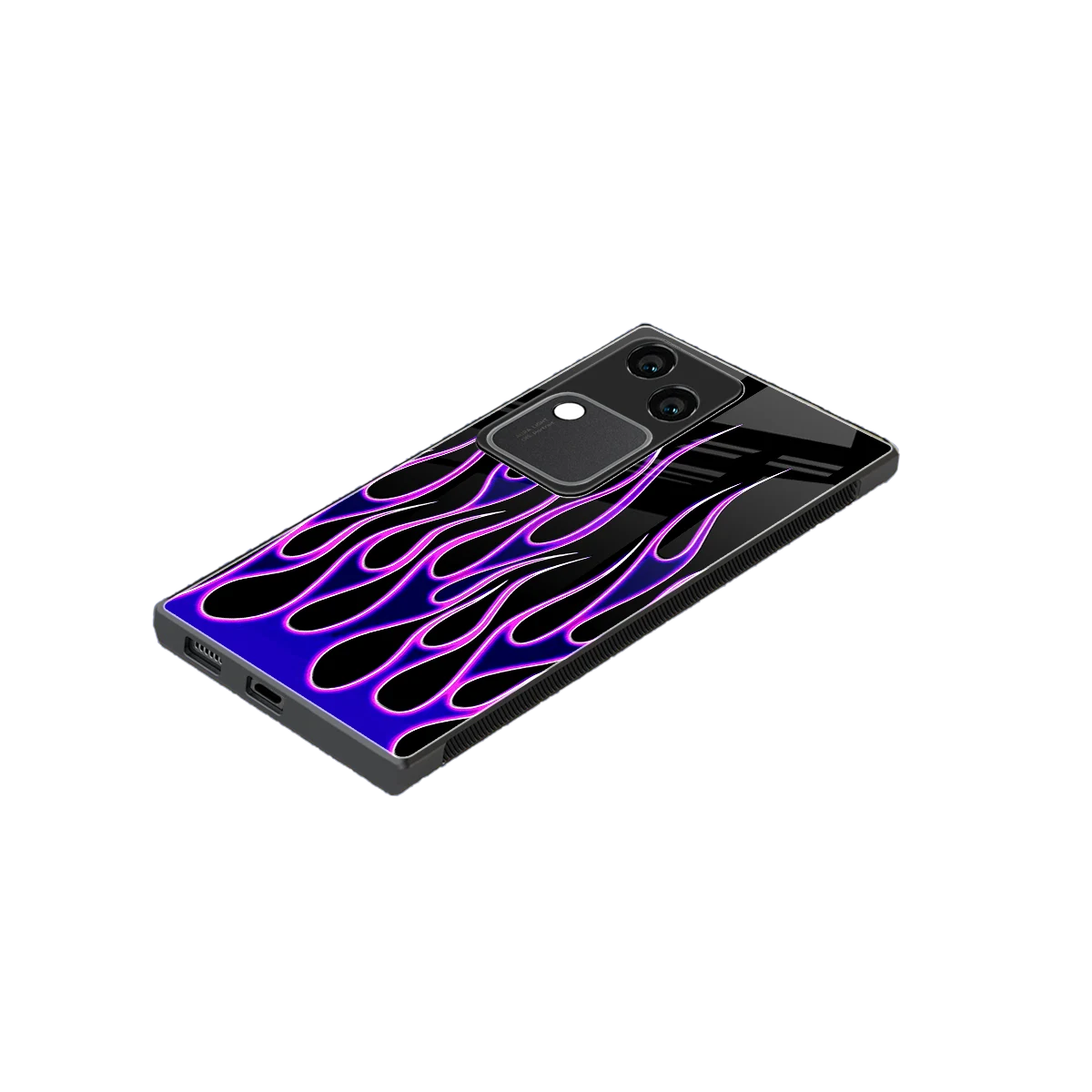 Flames Purple Inferno stylish phone case for vivo v30 | glossy glass and slim fit