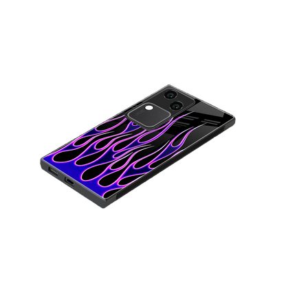Flames Purple Inferno stylish phone case for vivo v30 | glossy glass and slim fit