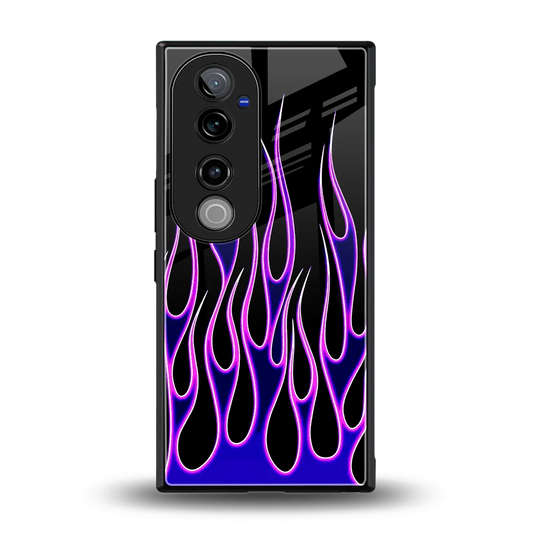 Flames Purple Inferno back phone cover | glass case for vivo v40 pro