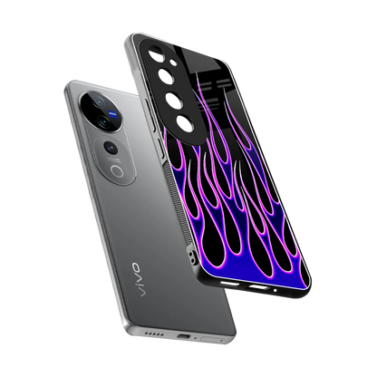 Flames Purple Inferno sleek vivo v40 pro cover with tempered glass back and TPU edges
