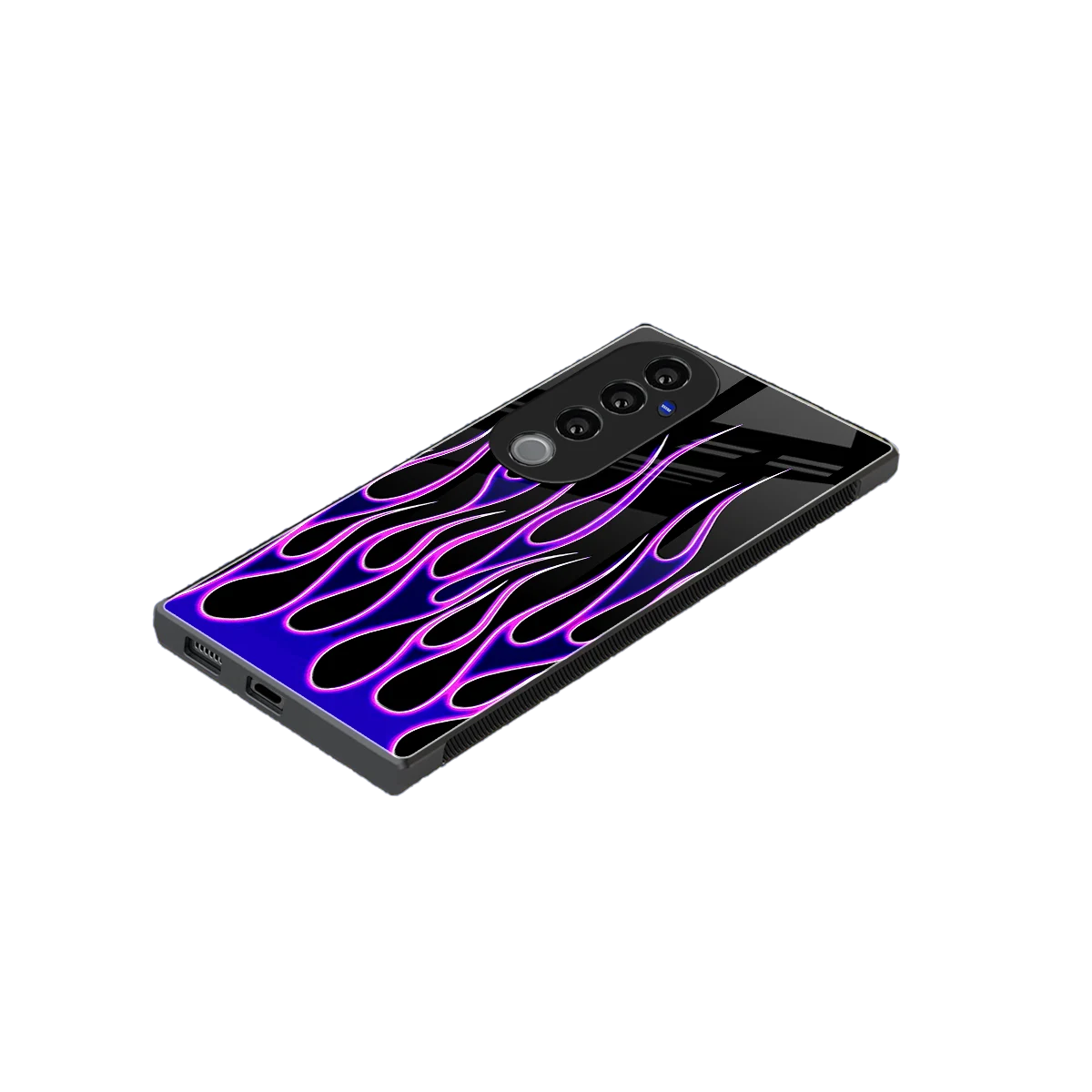 Flames Purple Inferno stylish phone case for vivo v40 pro | glossy glass and slim fit