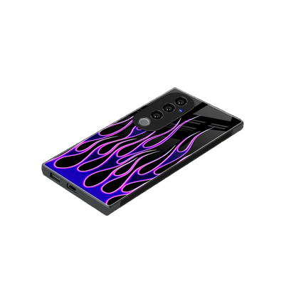 Flames Purple Inferno stylish phone case for vivo v40 pro | glossy glass and slim fit