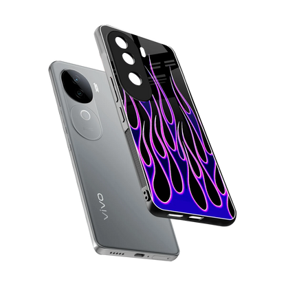 Flames Purple Inferno sleek vivo v40e cover with tempered glass back and TPU edges