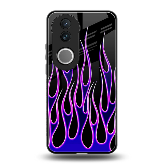 Flames Purple Inferno back phone cover | glass case for vivo v50