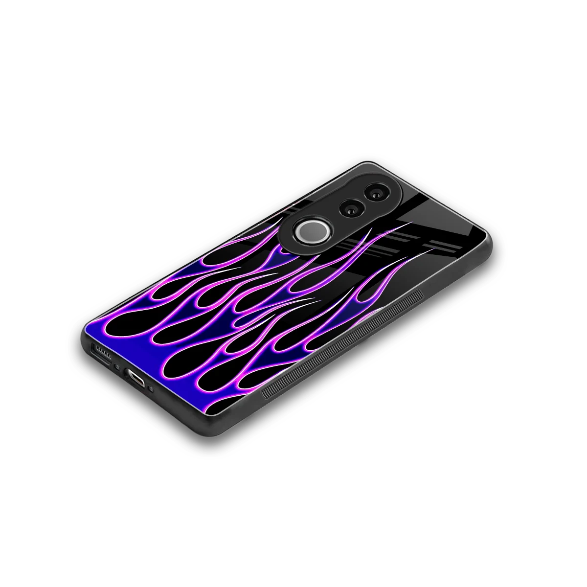 Flames Purple Inferno stylish phone case for vivo v50 | glossy glass and slim fit