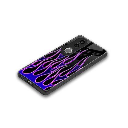 Flames Purple Inferno stylish phone case for vivo v50 | glossy glass and slim fit