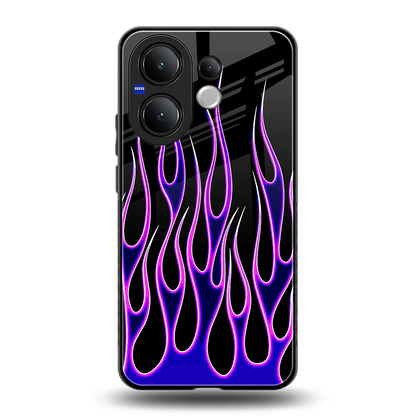 Flames Purple Inferno back phone cover | glass case for vivo v60