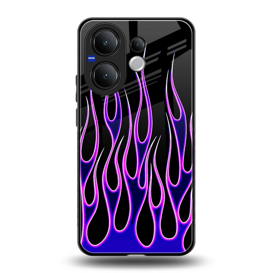 Flames Purple Inferno back phone cover | glass case for vivo v60