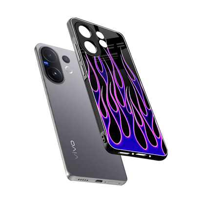 Flames Purple Inferno sleek vivo v60 cover with tempered glass back and TPU edges