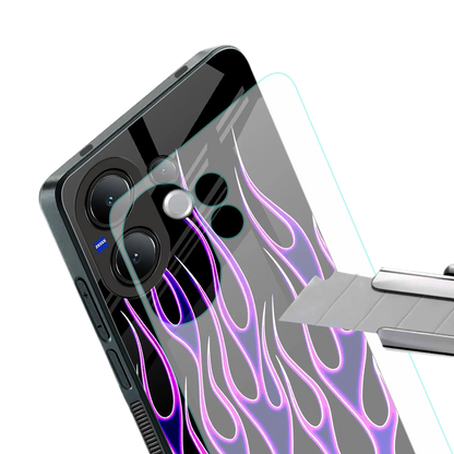 Flames Purple Inferno stylish phone case for vivo v60 | glossy glass and slim fit