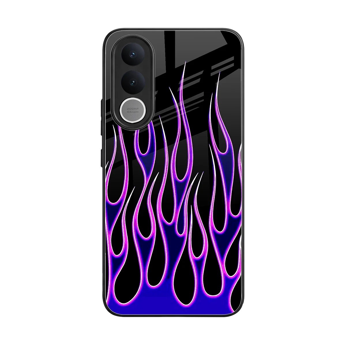 Flames Purple Inferno back phone cover | glass case for vivo v70 fe