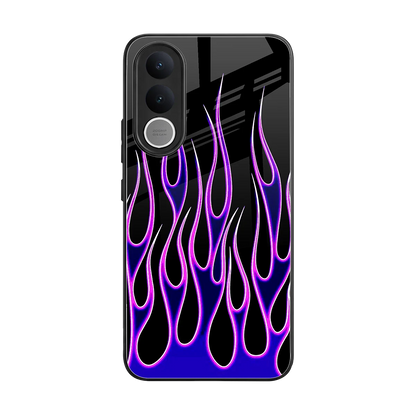 Flames Purple Inferno back phone cover | glass case for vivo v70 fe