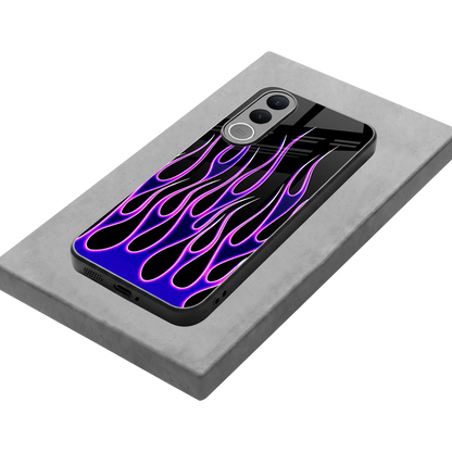 Flames Purple Inferno stylish phone case for vivo v70 fe | glossy glass and slim fit