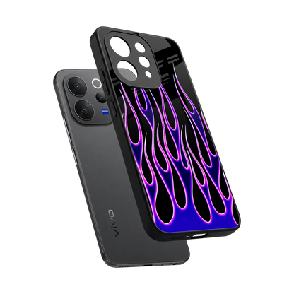 Flames Purple Inferno sleek vivo v70 elite cover with tempered glass back and TPU edges