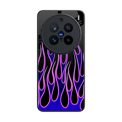 Flames Purple Inferno back phone cover | glass case for vivo x200 pro
