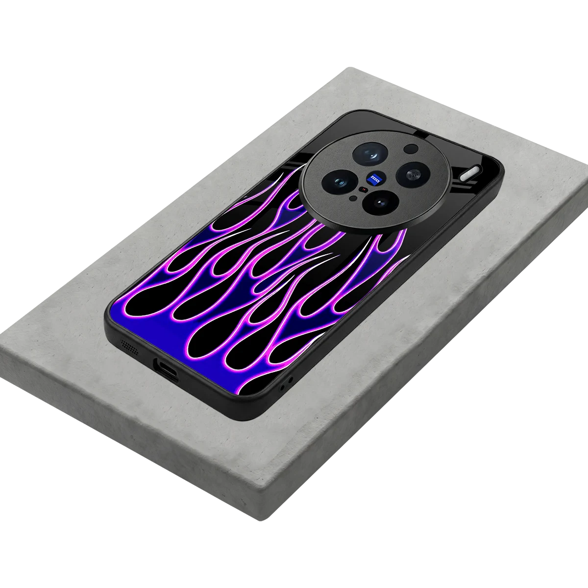 Flames Purple Inferno stylish phone case for vivo x200 pro | glossy glass and slim fit