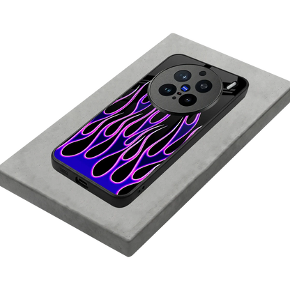 Flames Purple Inferno stylish phone case for vivo x200 pro | glossy glass and slim fit