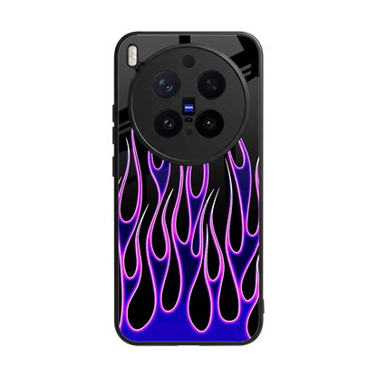 Flames Purple Inferno back phone cover | glass case for vivo x300 pro