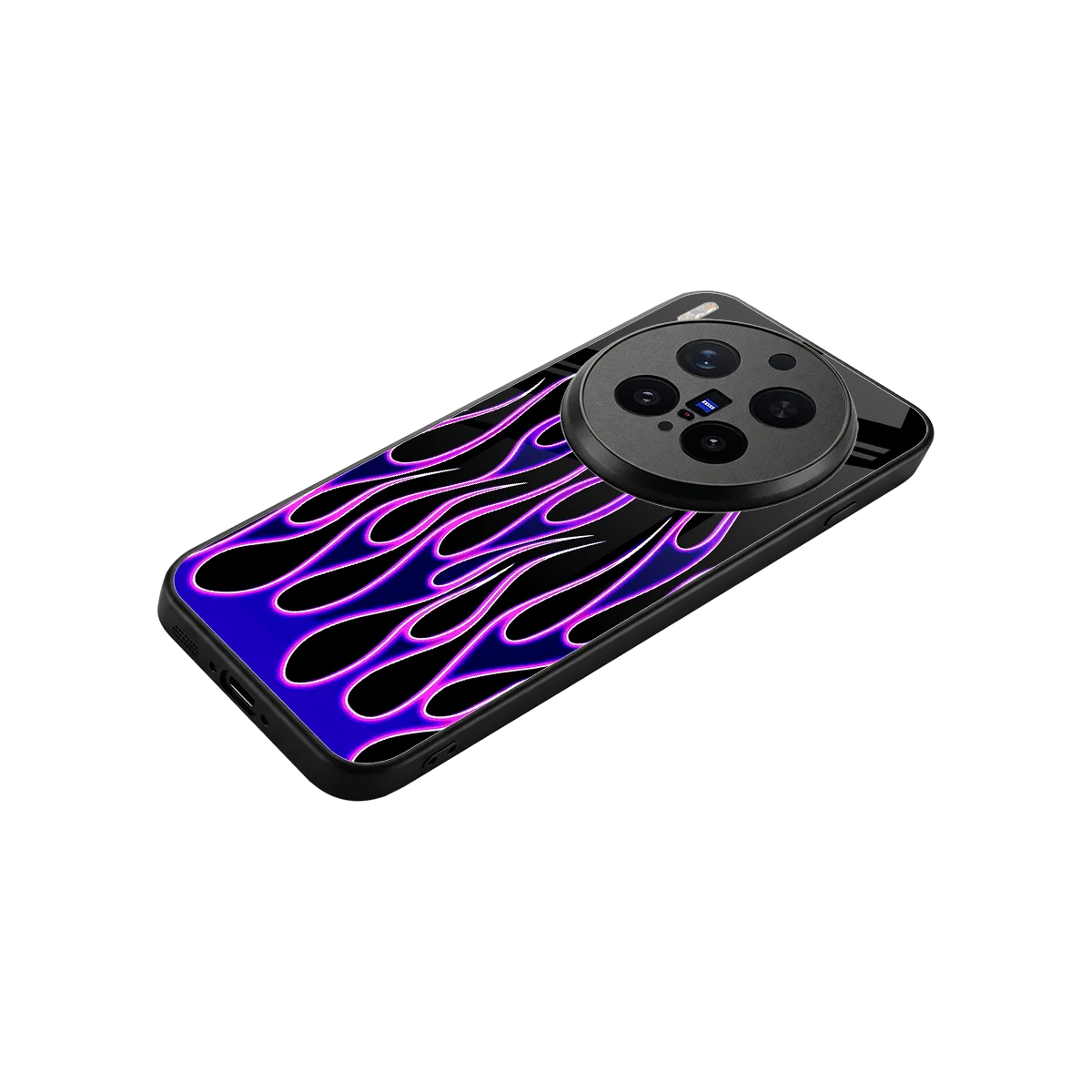 Flames Purple Inferno stylish phone case for vivo x300 pro | glossy glass and slim fit