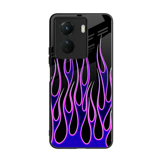 Flames Purple Inferno back phone cover | glass case for vivo y16